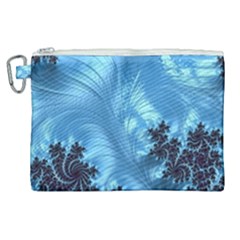 Fractal Art Feather Swirls Puffy Canvas Cosmetic Bag (xl) by Pakrebo