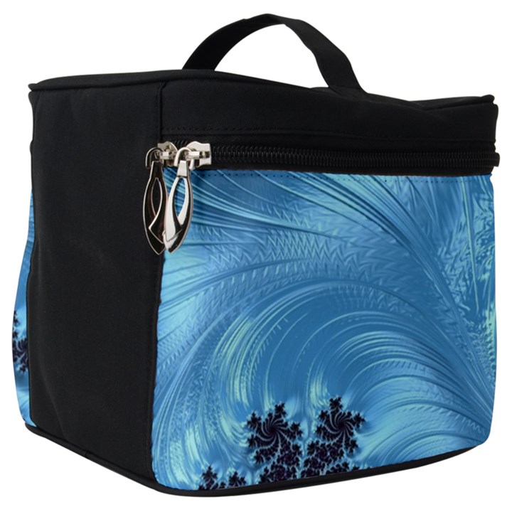 Fractal Art Feather Swirls Puffy Make Up Travel Bag (Big)