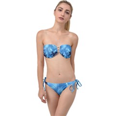 Fractal Art Feather Swirls Puffy Twist Bandeau Bikini Set