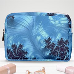 Fractal Art Feather Swirls Puffy Make Up Pouch (medium)