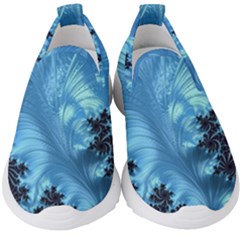 Fractal Art Feather Swirls Puffy Kids  Slip On Sneakers