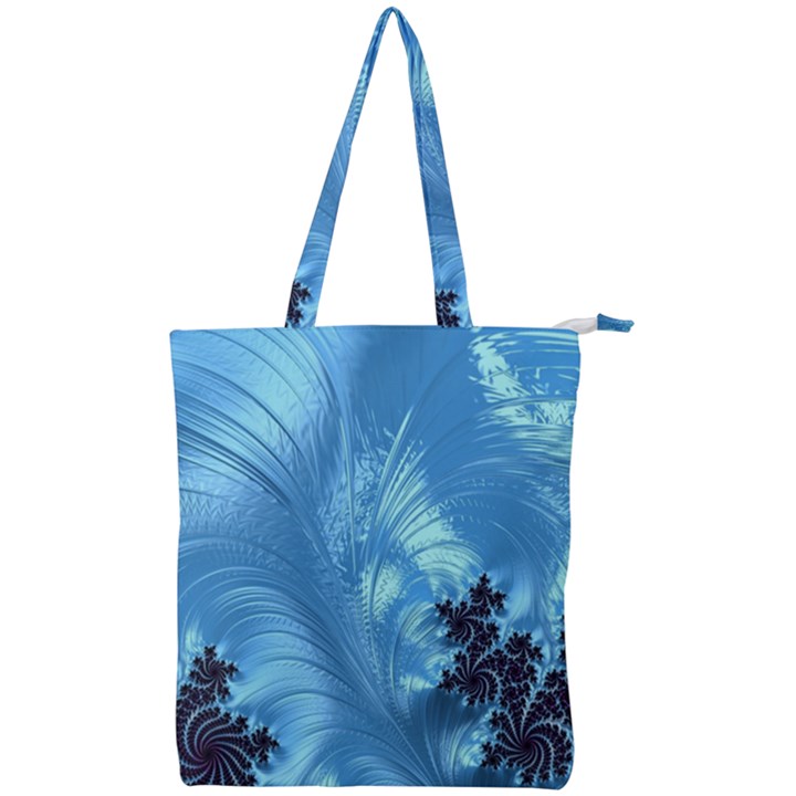 Fractal Art Feather Swirls Puffy Double Zip Up Tote Bag