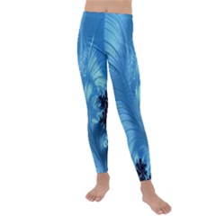 Fractal Art Feather Swirls Puffy Kids  Lightweight Velour Leggings