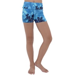 Fractal Art Feather Swirls Puffy Kids  Lightweight Velour Yoga Shorts