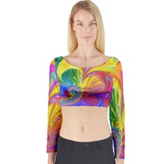 Fractal Bright Exploding Brilliant Long Sleeve Crop Top by Pakrebo