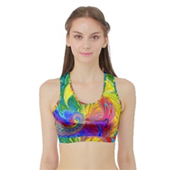 Fractal Bright Exploding Brilliant Sports Bra With Border by Pakrebo