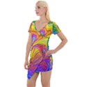 Fractal Bright Exploding Brilliant Short Sleeve Asymmetric Mini Dress View1