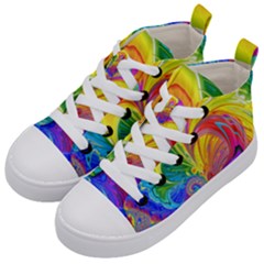 Fractal Bright Exploding Brilliant Kids  Mid-top Canvas Sneakers by Pakrebo