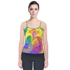 Fractal Bright Exploding Brilliant Velvet Spaghetti Strap Top