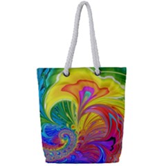 Fractal Bright Exploding Brilliant Full Print Rope Handle Tote (small) by Pakrebo