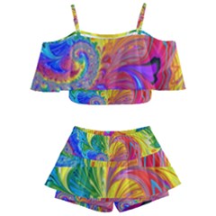 Fractal Bright Exploding Brilliant Kids  Off Shoulder Skirt Bikini