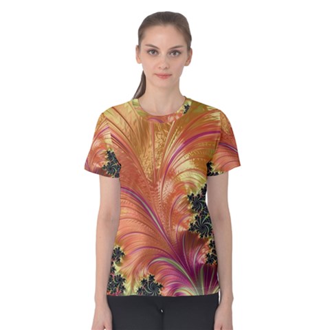 Fractal Feather Artwork Art Women s Cotton Tee by Pakrebo