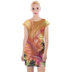 Fractal Feather Artwork Art Cap Sleeve Bodycon Dress