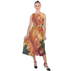 Fractal Feather Artwork Art Midi Tie-back Chiffon Dress