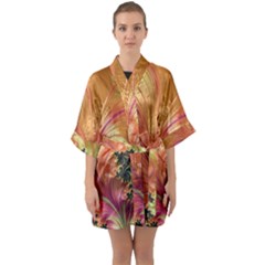 Fractal Feather Artwork Art Quarter Sleeve Kimono Robe by Pakrebo