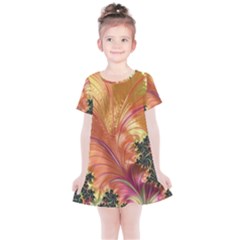 Fractal Feather Artwork Art Kids  Simple Cotton Dress by Pakrebo