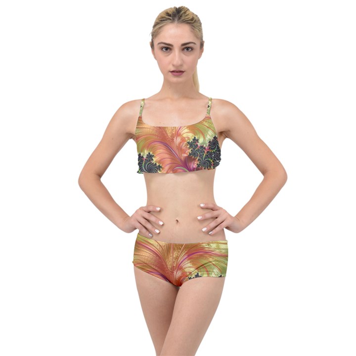 Fractal Feather Artwork Art Layered Top Bikini Set