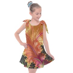 Fractal Feather Artwork Art Kids  Tie Up Tunic Dress by Pakrebo