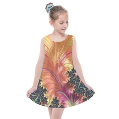 Fractal Feather Artwork Art Kids  Summer Dress by Pakrebo