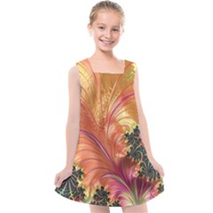 Fractal Feather Artwork Art Kids  Cross Back Dress by Pakrebo