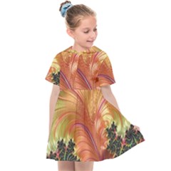 Fractal Feather Artwork Art Kids  Sailor Dress by Pakrebo