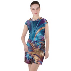 Fractal Art Artwork Psychedelic Drawstring Hooded Dress