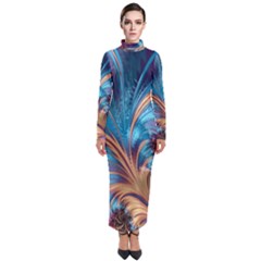 Fractal Art Artwork Psychedelic Turtleneck Maxi Dress