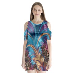 Fractal Art Artwork Psychedelic Shoulder Cutout Velvet One Piece by Pakrebo