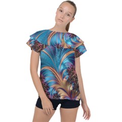 Fractal Art Artwork Psychedelic Ruffle Collar Chiffon Blouse