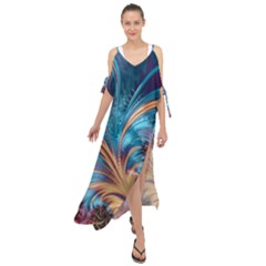 Fractal Art Artwork Psychedelic Maxi Chiffon Cover Up Dress