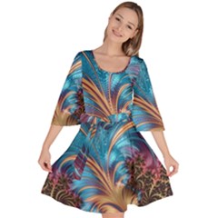 Fractal Art Artwork Psychedelic Velour Kimono Dress