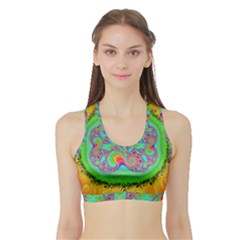 Fractal Art Design Fantasy Light Sports Bra With Border by Pakrebo