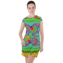 Fractal Art Design Fantasy Light Drawstring Hooded Dress