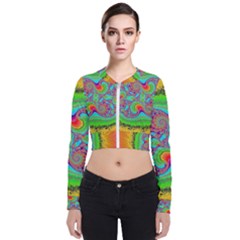 Fractal Art Design Fantasy Light Long Sleeve Zip Up Bomber Jacket