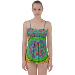 Fractal Art Design Fantasy Light Babydoll Tankini Set by Pakrebo