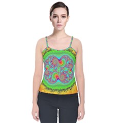 Fractal Art Design Fantasy Light Velvet Spaghetti Strap Top