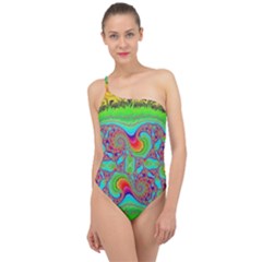 Fractal Art Design Fantasy Light Classic One Shoulder Swimsuit