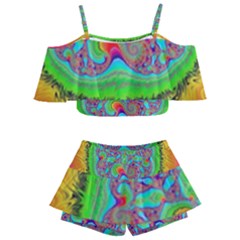 Fractal Art Design Fantasy Light Kids  Off Shoulder Skirt Bikini