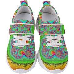 Fractal Art Design Fantasy Light Kids  Velcro Strap Shoes