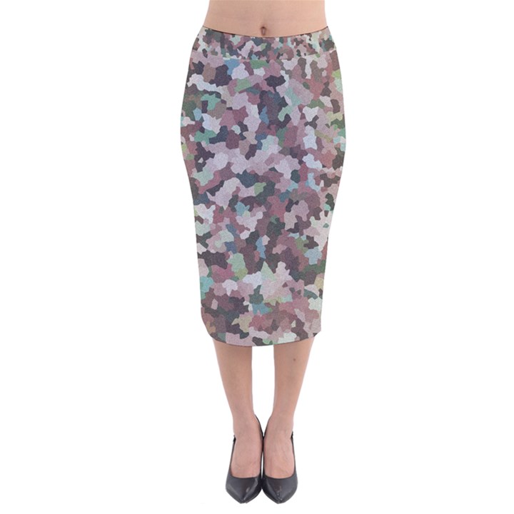 Gray facets Velvet Midi Pencil Skirt