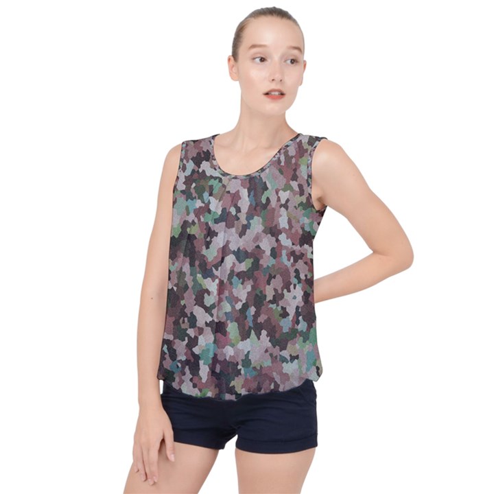 Gray facets Bubble Hem Chiffon Tank Top