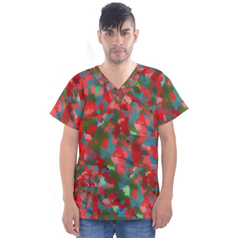 Redness Men s V-neck Scrub Top by artifiart