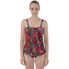 Redness Twist Front Tankini Set