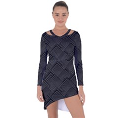 Diagonal Square Black Background Asymmetric Cut-out Shift Dress by Pakrebo