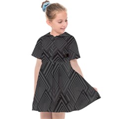 Diagonal Square Black Background Kids  Sailor Dress