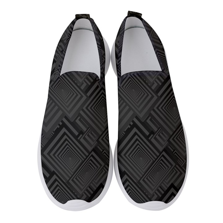 Diagonal Square Black Background Women s Slip On Sneakers