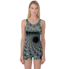 Fractal Rainbow Art Artwork Design One Piece Boyleg Swimsuit by Pakrebo