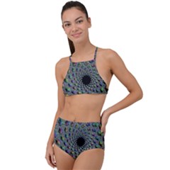 Fractal Rainbow Art Artwork Design High Waist Tankini Set