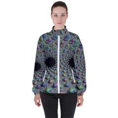 Fractal Rainbow Art Artwork Design High Neck Windbreaker (women)