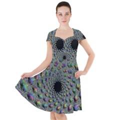 Fractal Rainbow Art Artwork Design Cap Sleeve Midi Dress